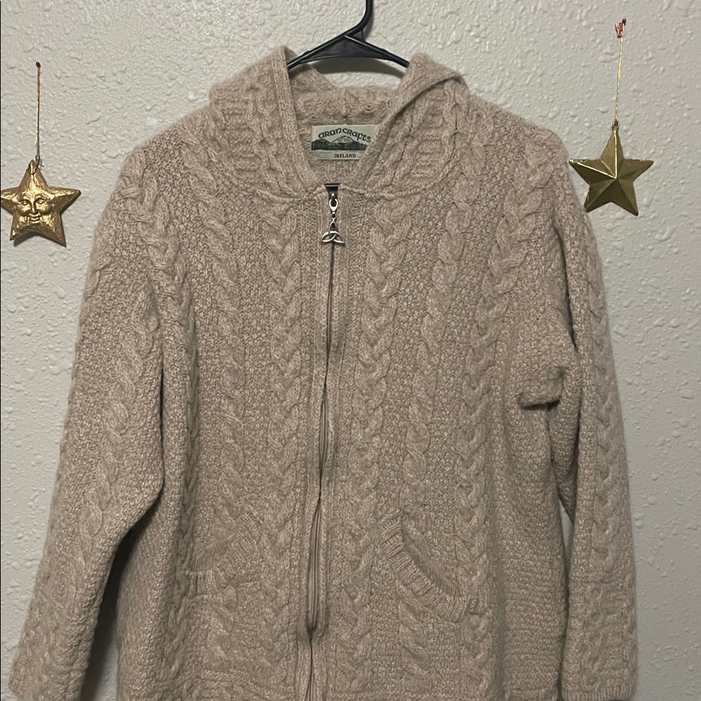 Aran Crafts Cream 100% Merino Wool Sweater